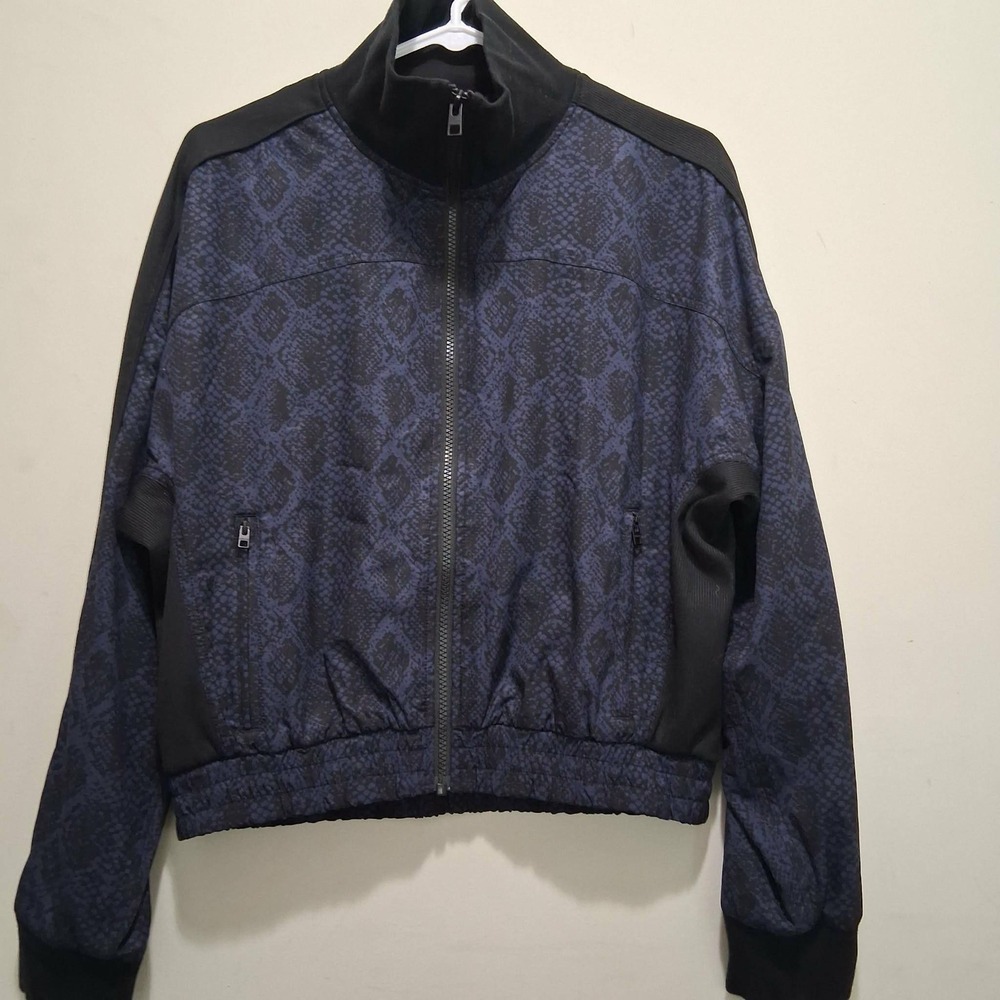 Athleta Womens Navy Blue Snakeskin Print Full Zip Track Jacket XS 572270-00